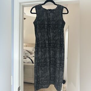 Calvin Klein Black and White Textured Midi Dress